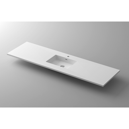 Laviva VIVA Stone 66" Single Sink Matte White, Solid Surface Countertop 313SQ1HSS-66-MW